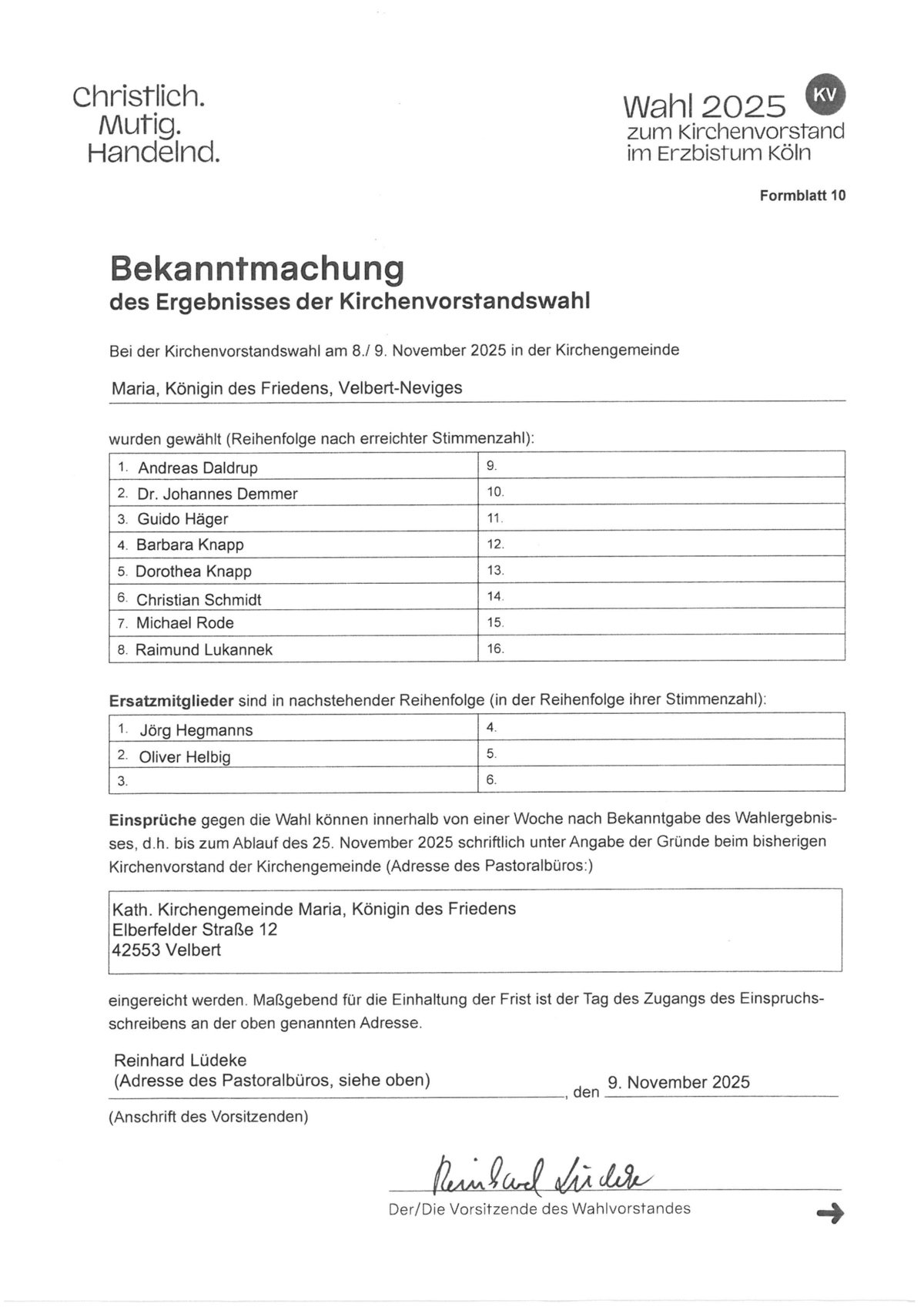 KV Wahl Ergebnis 2025